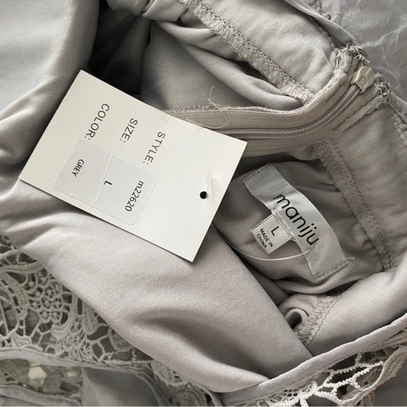 Maniju Lulus Savannah Nights Sleeveless Open Back Gown Maxi Dress Grey Gray New - Picture 12 of 16